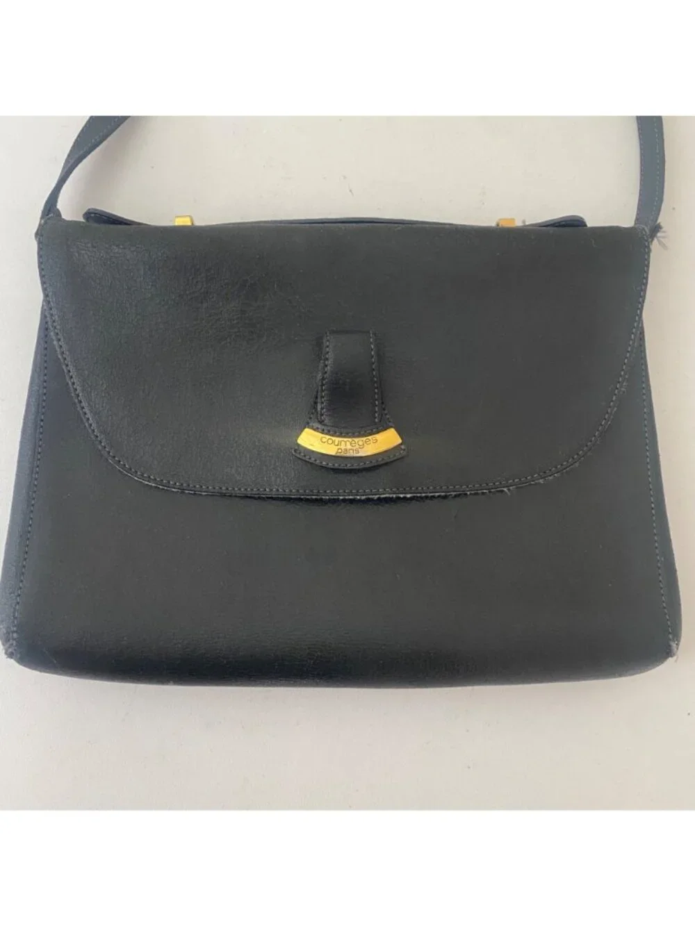 Vintage Courreges Paris Mini Briefcase Purse Shoulder Bag Black